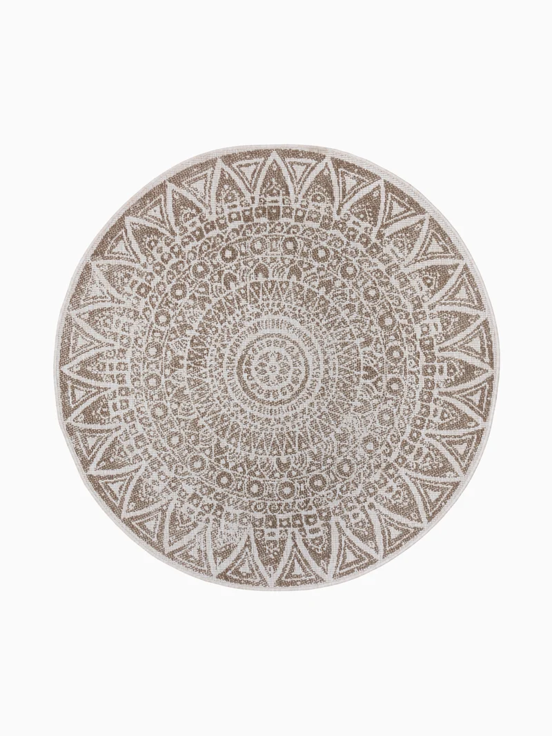 In- & Outdoor Teppich Lilja Beige Rund