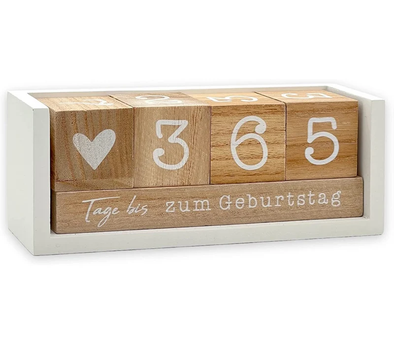 Jahres Countdown Kalender Holz-Tischkalender, Tagezähler