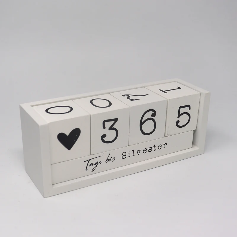 Jahres Countdown Kalender Holz-Tischkalender, Tagezähler