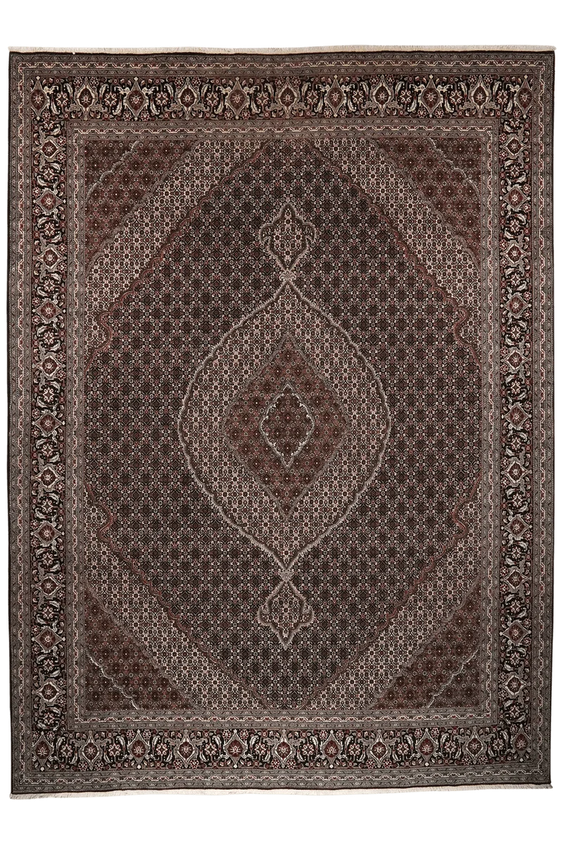 Tabriz 40 Raj · Handgeknüpft – Schwarz, 345x249 cm