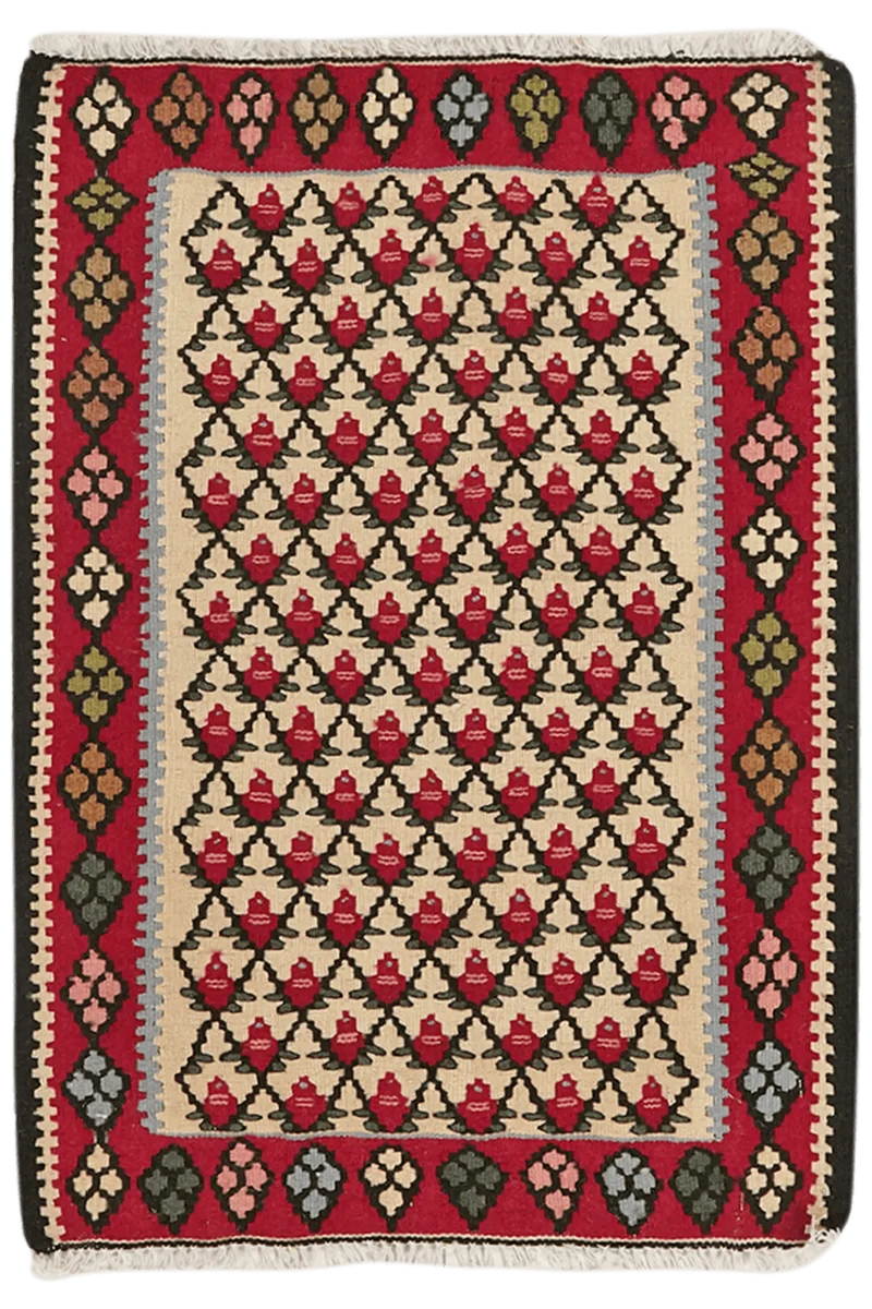 Kelim Senneh · Handgewebt – Beige, 83x59 cm