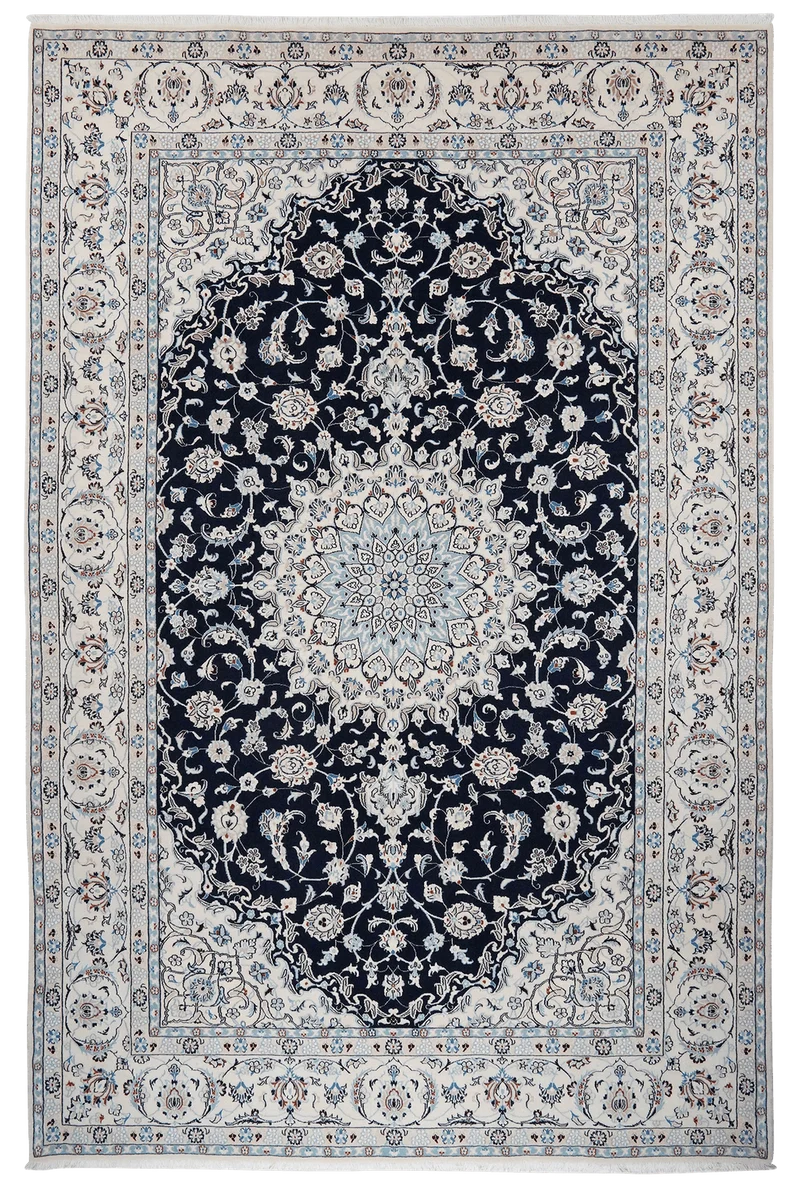 Nain 9La · Handgeknüpft – Blau, 305x200 cm