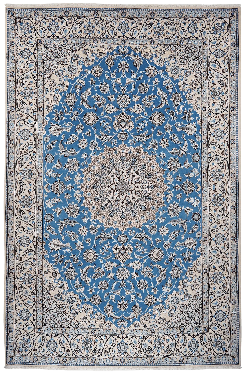Nain 9La · Handgeknüpft – Blau, 313x207 cm