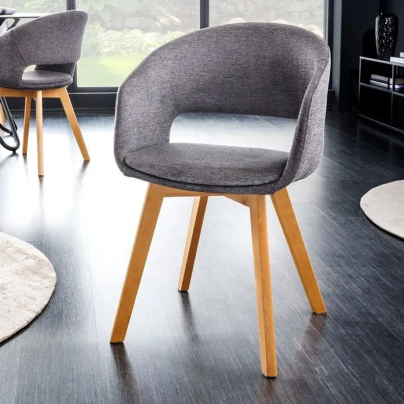 Design Stuhl DENMARK grau Eichoptik Holzbeine