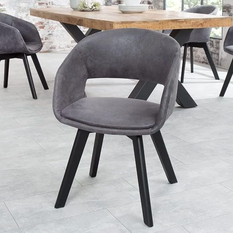 Design Stuhl DENMARK grau Mikrofaser schwarze Holzbeine