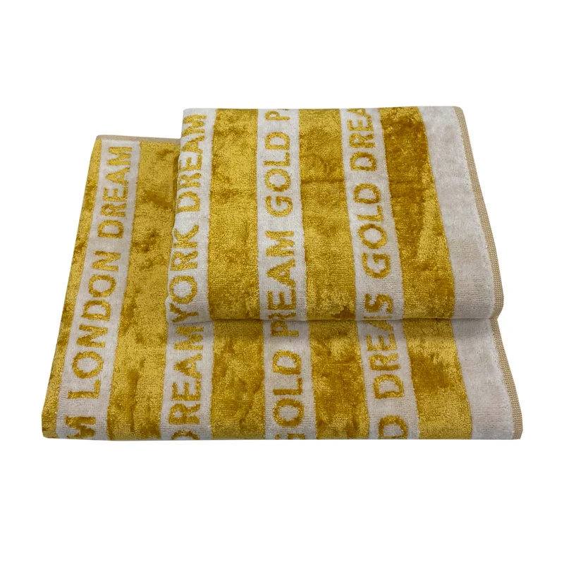 Asciugamano con Ospite in Cotone e Viscosa Gold-dream Carrara Moderno