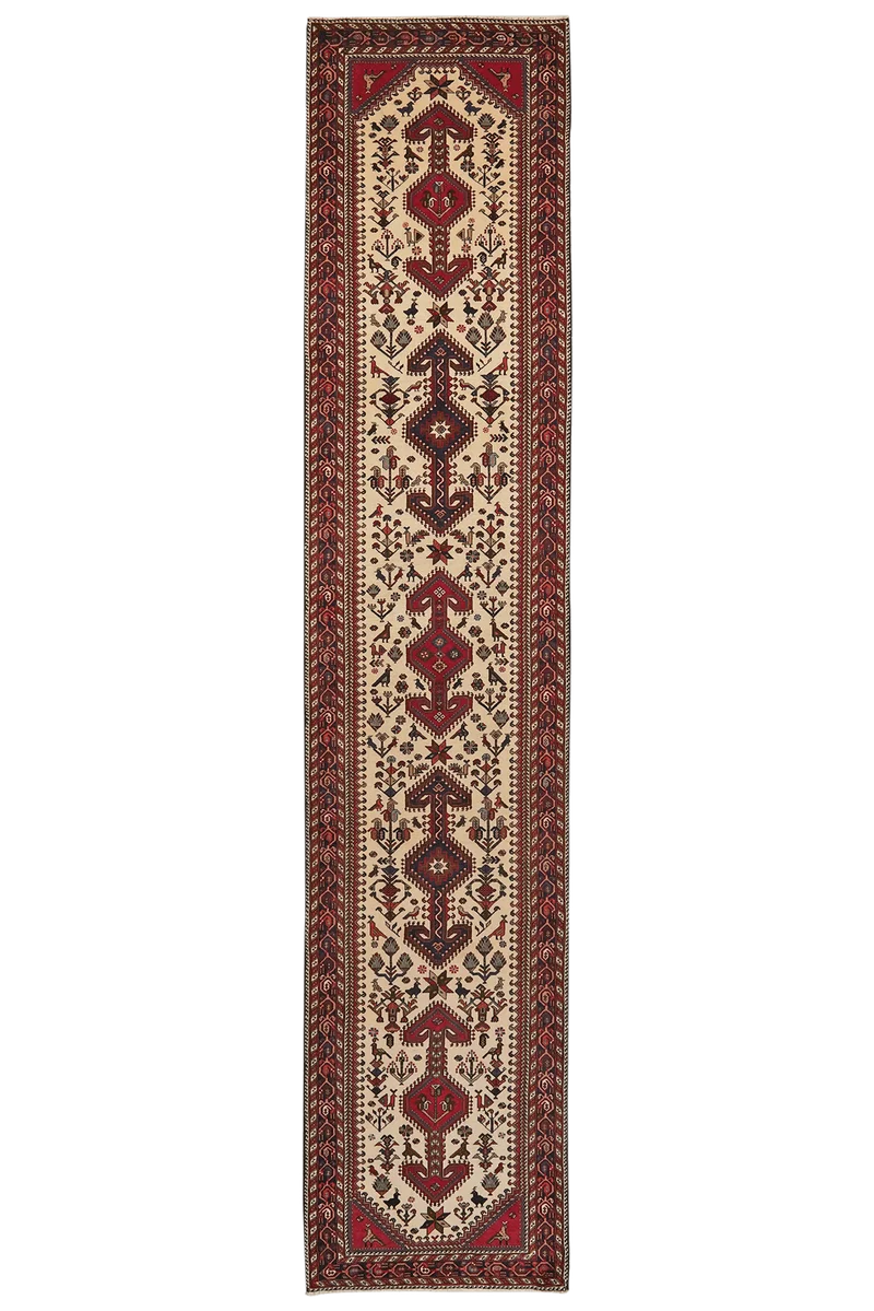 Nasrabad · Handgeknüpft – Beige, 395x83 cm