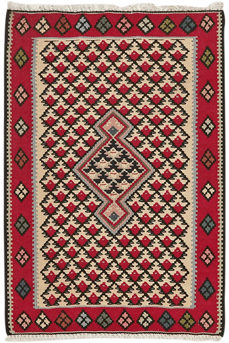 Kelim Senneh · Handgewebt – Beige, 85x57 cm