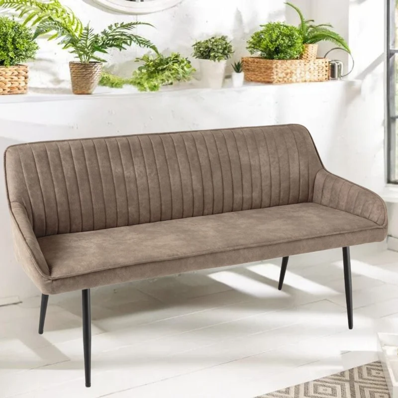 Elegante Sitzbank MILAN ca.160cm Mikrofaser taupe Armlehnen