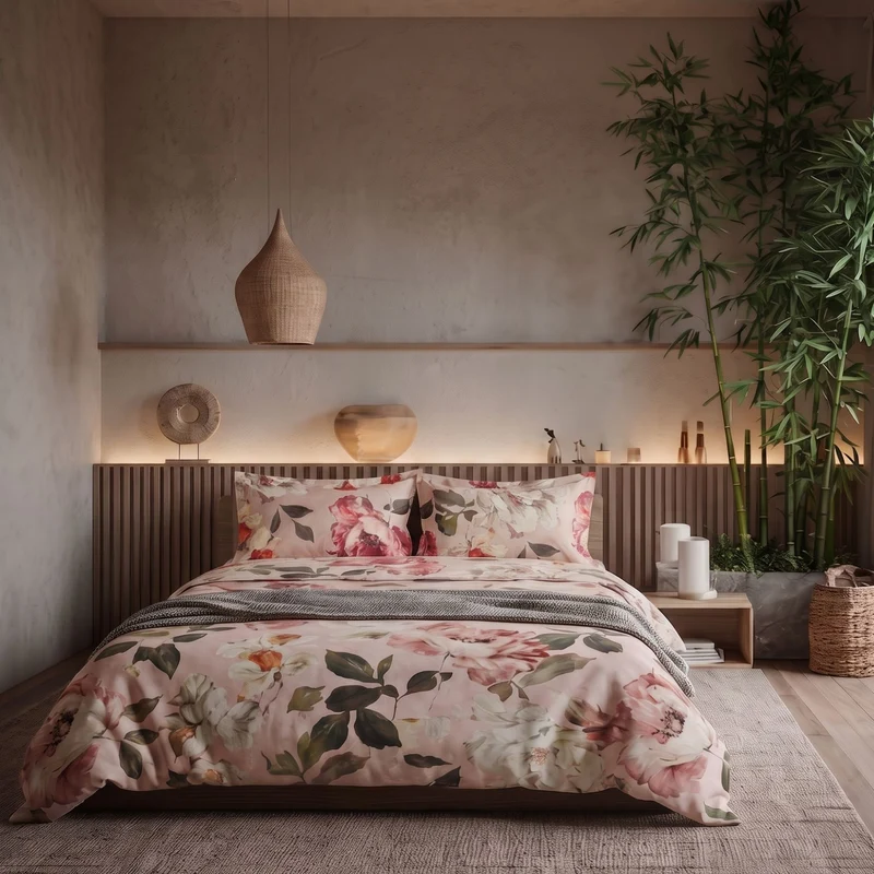 Completo Lenzuola vanity flowers Floreale in Percalle