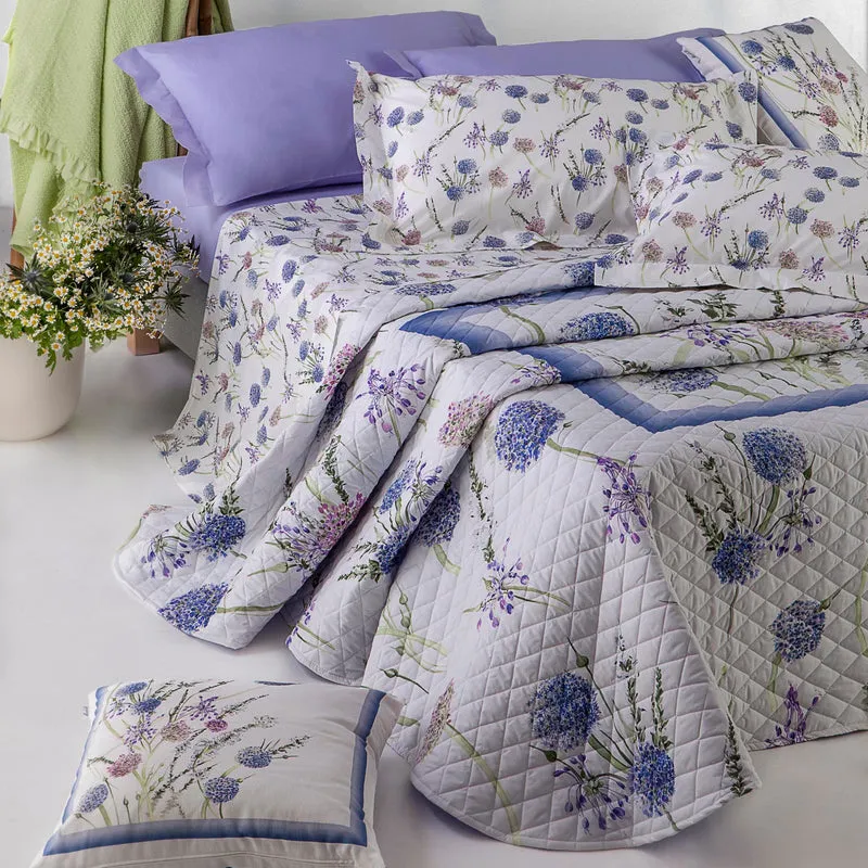 Copriletto Primaverile blue carrefleur Floreale in Percalle 90 gr/mq