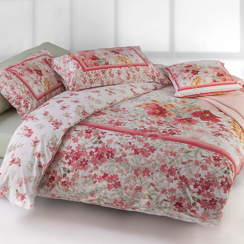 Copripiumino con federe rose carrefleur Floreale in Percalle
