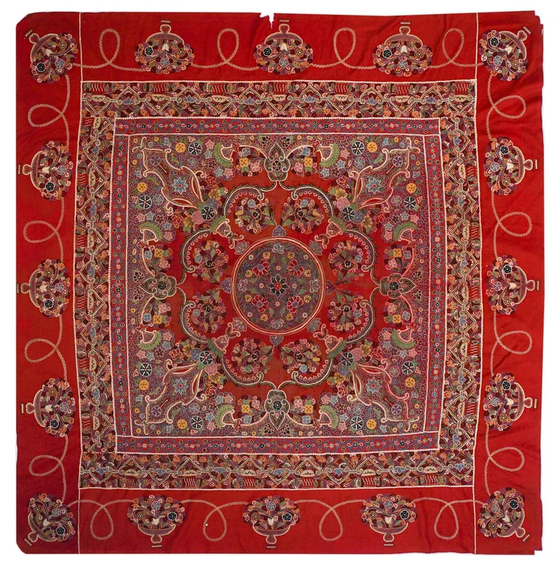 Antiker Suzani - Kaschmir Schal | 200 cm x 196 cm | Nr. Z-1973