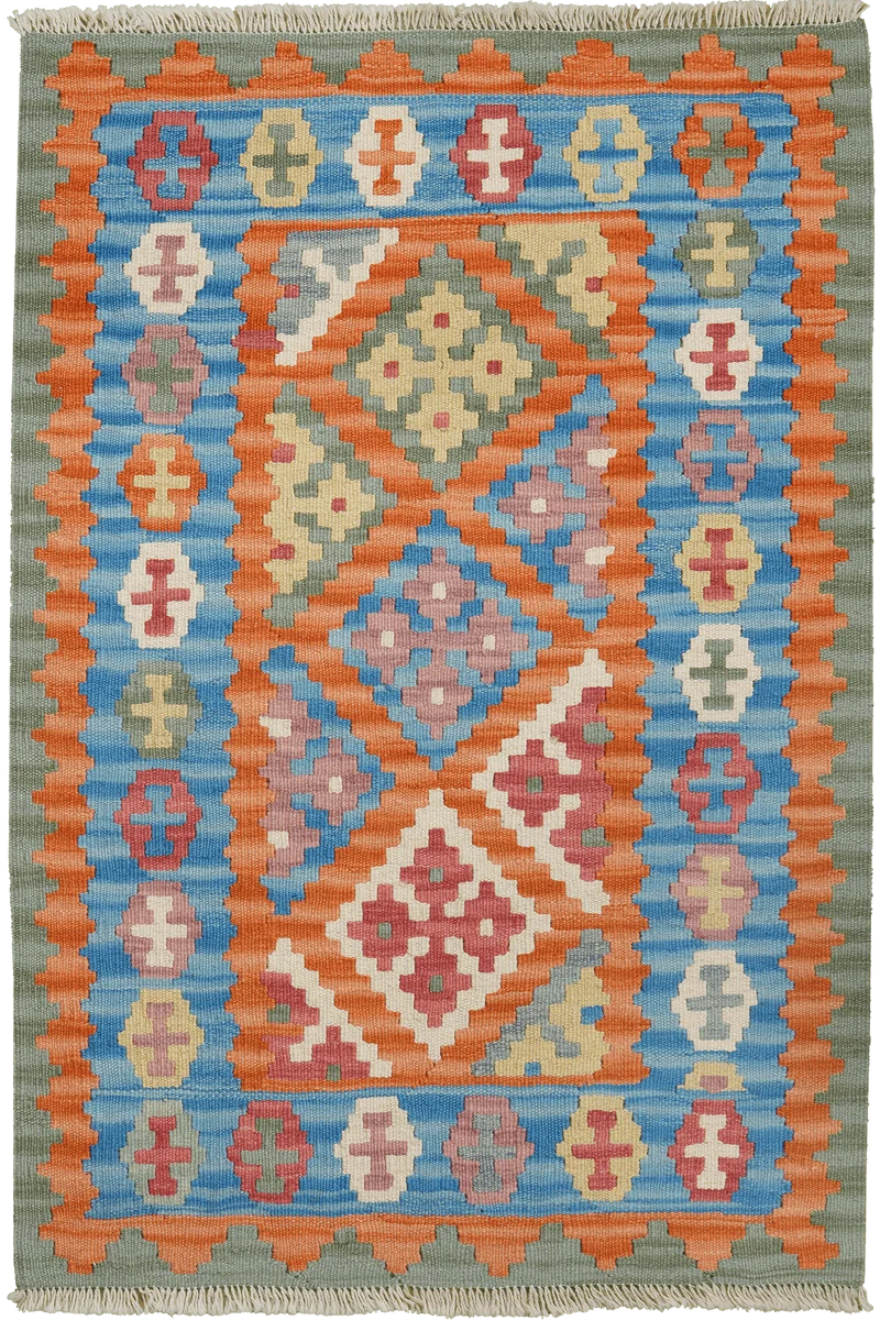 Kelim Gashgai · Handgewebt – Orange, 127x84 cm