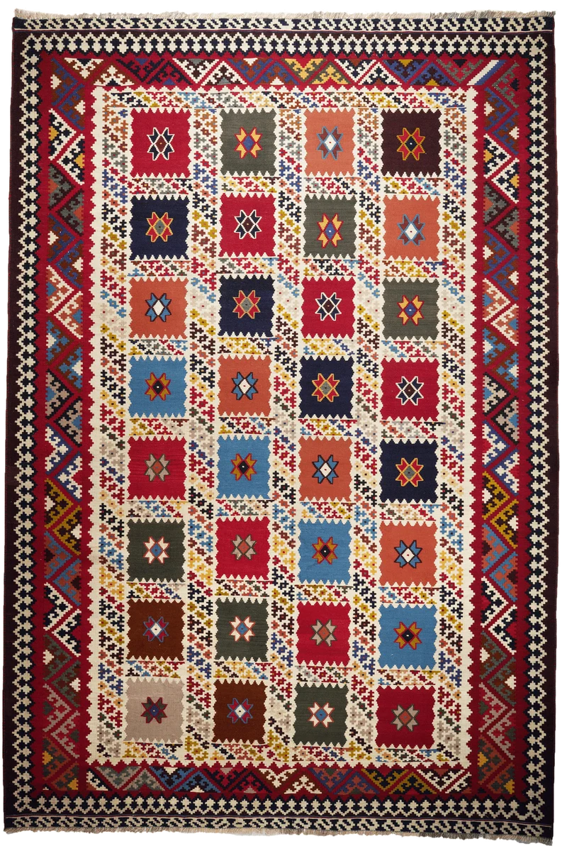 Kelim Gashgai Old · Handgewebt – Beige, 288x195 cm