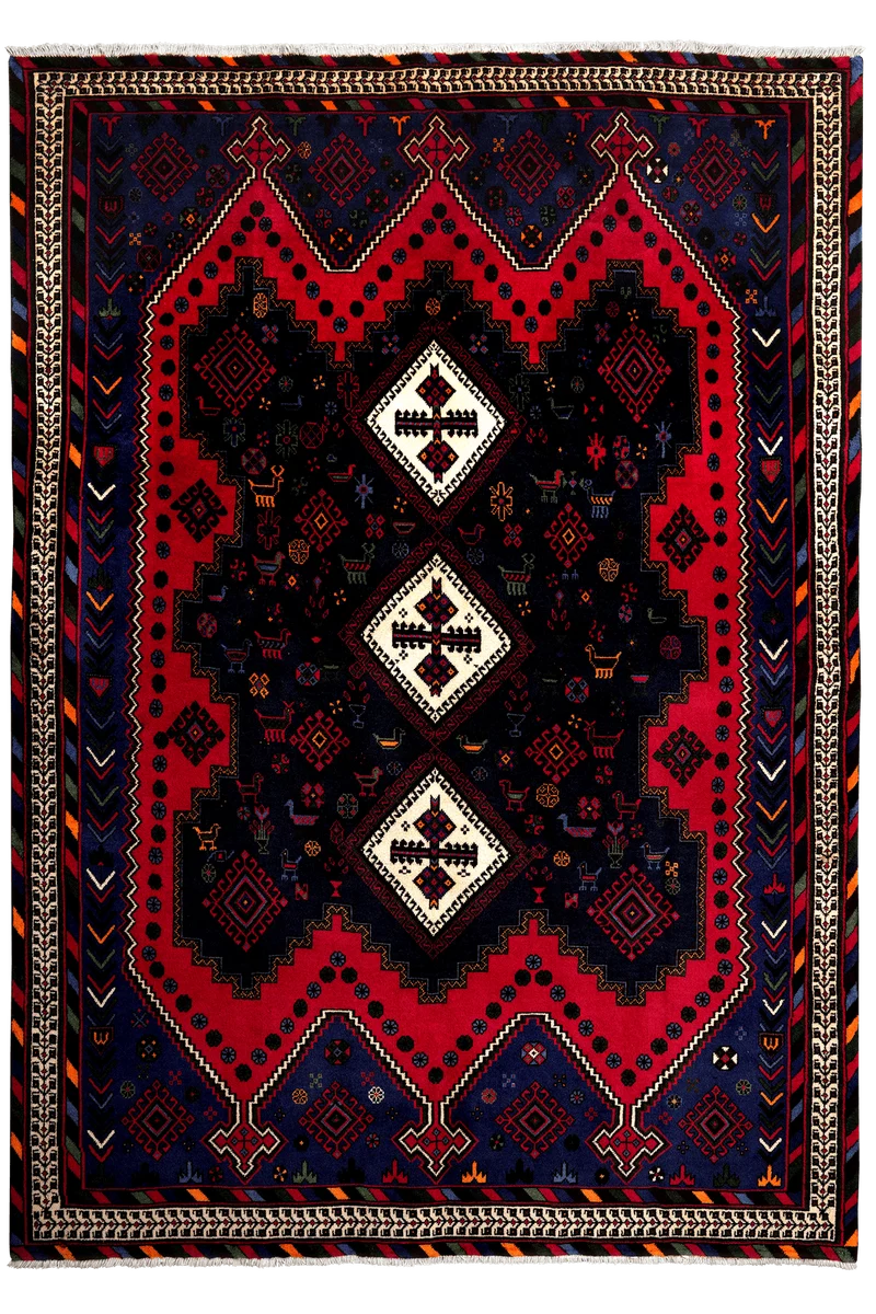 Afshar · Handgeknüpft – Blau, 233x162 cm