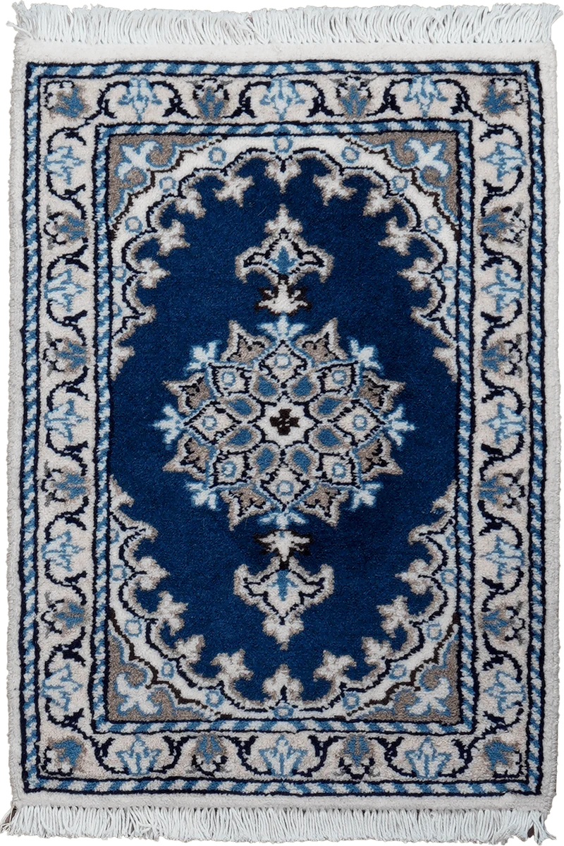 Nain 12La · Handgeknüpft – Blau, 57x41 cm
