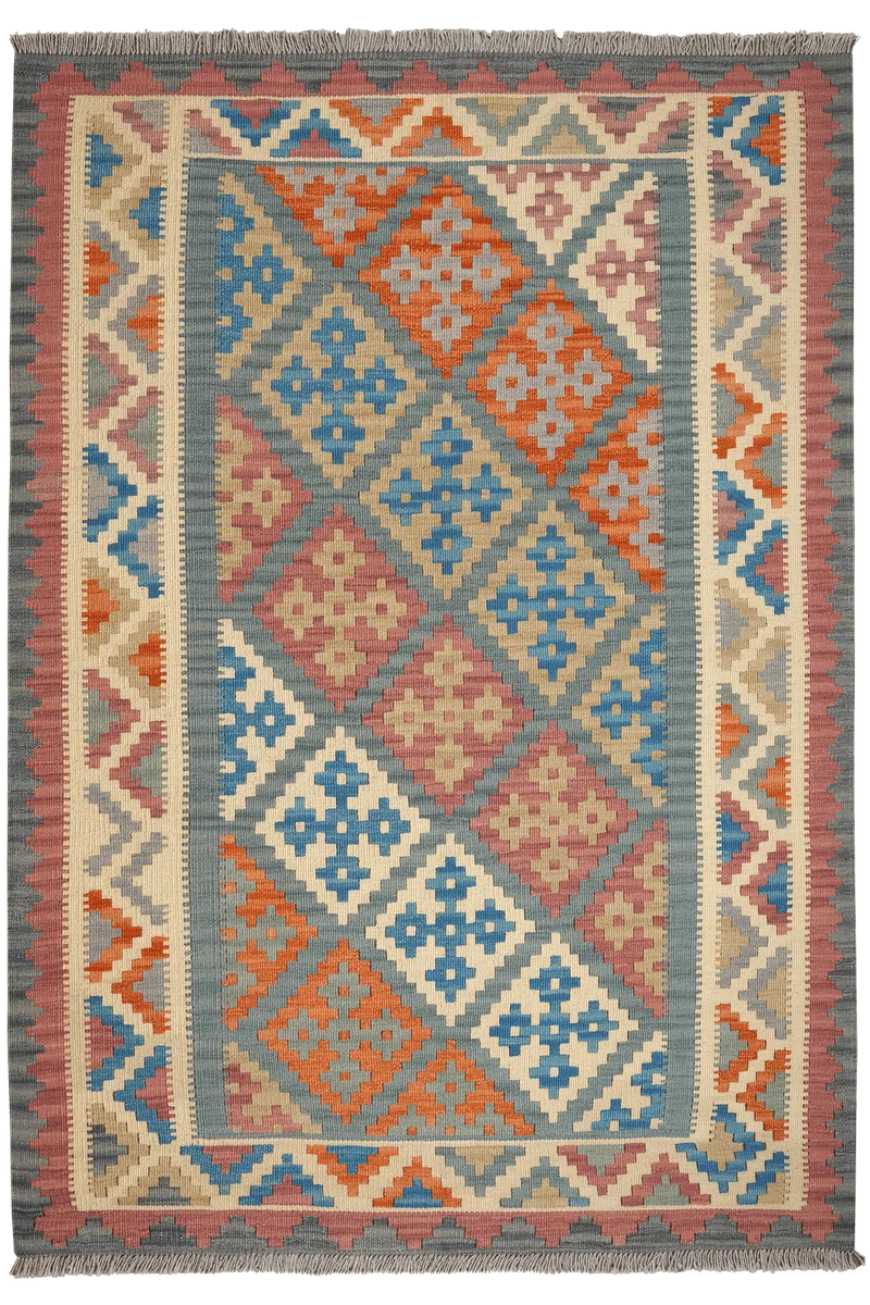 Kelim Gashgai · Handgewebt – Grün, 182x128 cm