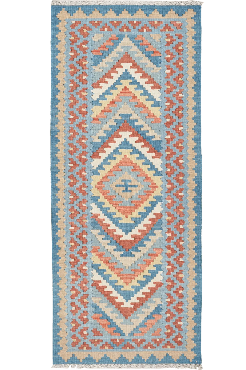 Kelim Gashgai · Handgewebt – Blau, 198x82 cm