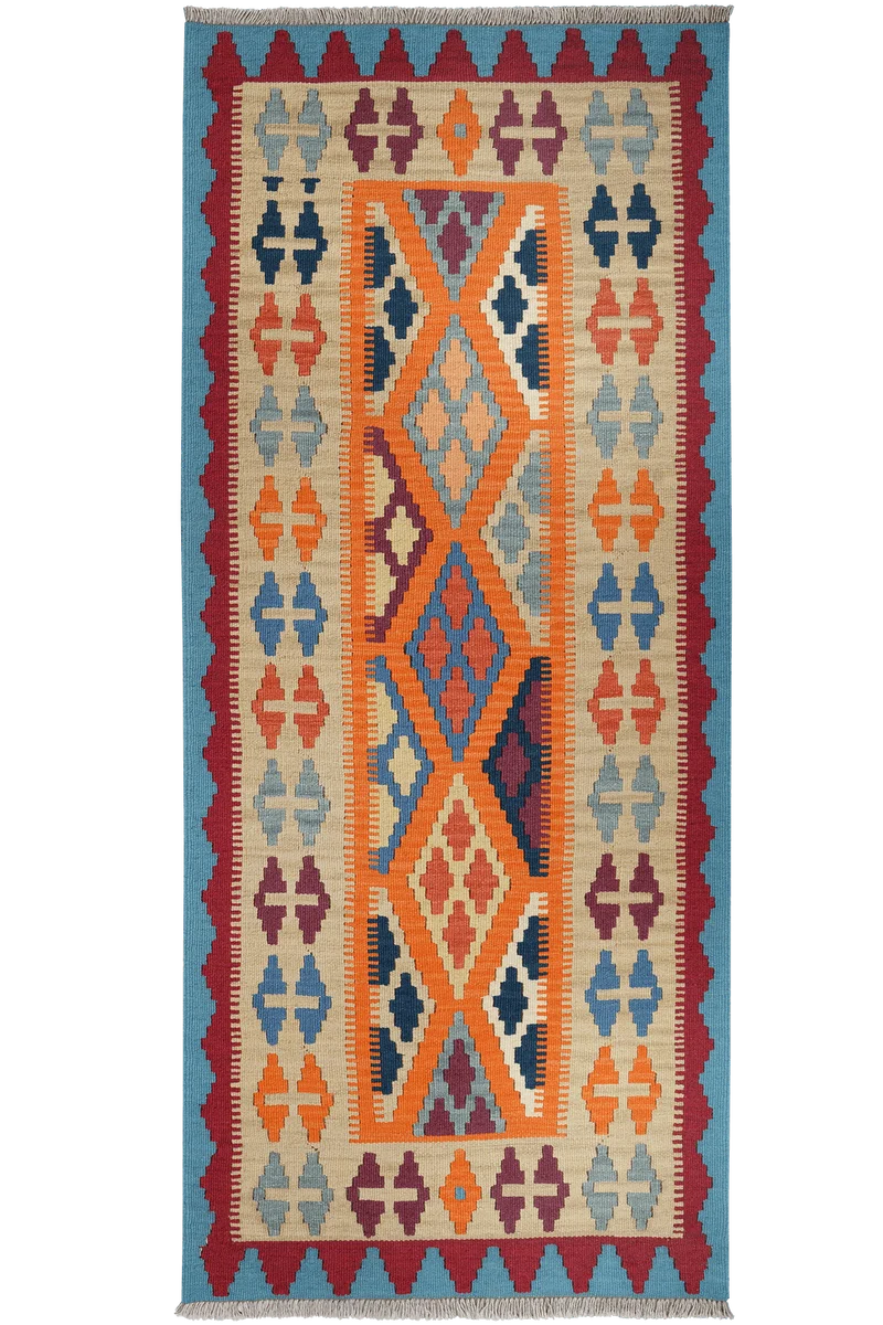 Kelim Gashgai · Handgewebt – Orange, 198x82 cm