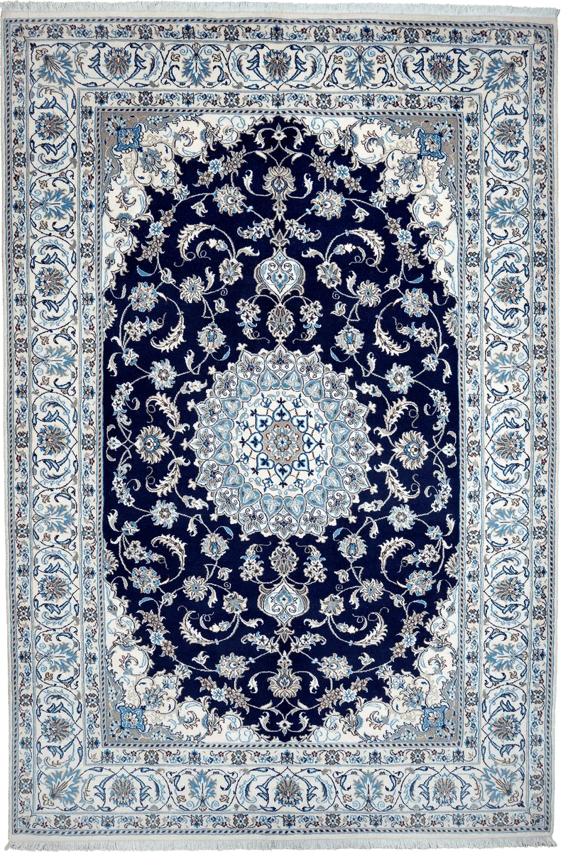 Nain 12La · Handgeknüpft – Blau, 294x196 cm
