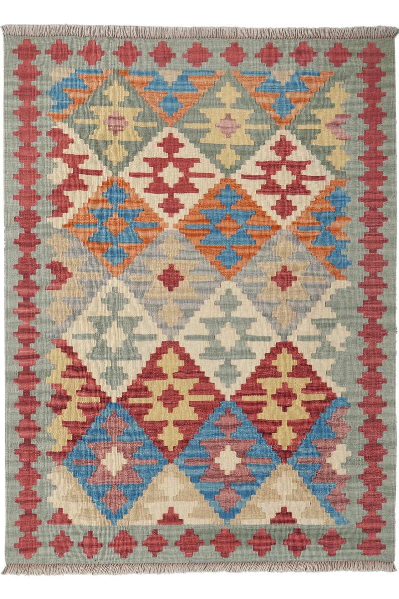 Kelim Gashgai · Handgewebt – Grau, 142x105 cm