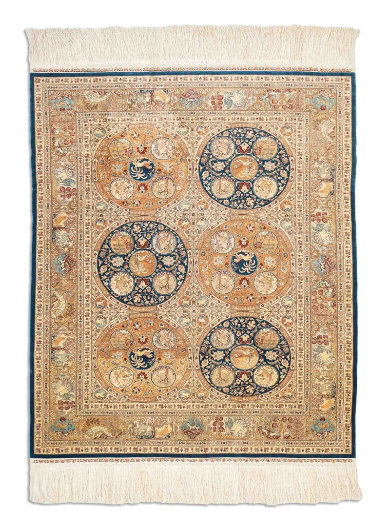 Antiker Hereke aus reiner Seide | 110 x 90 cm | Nr. 17044