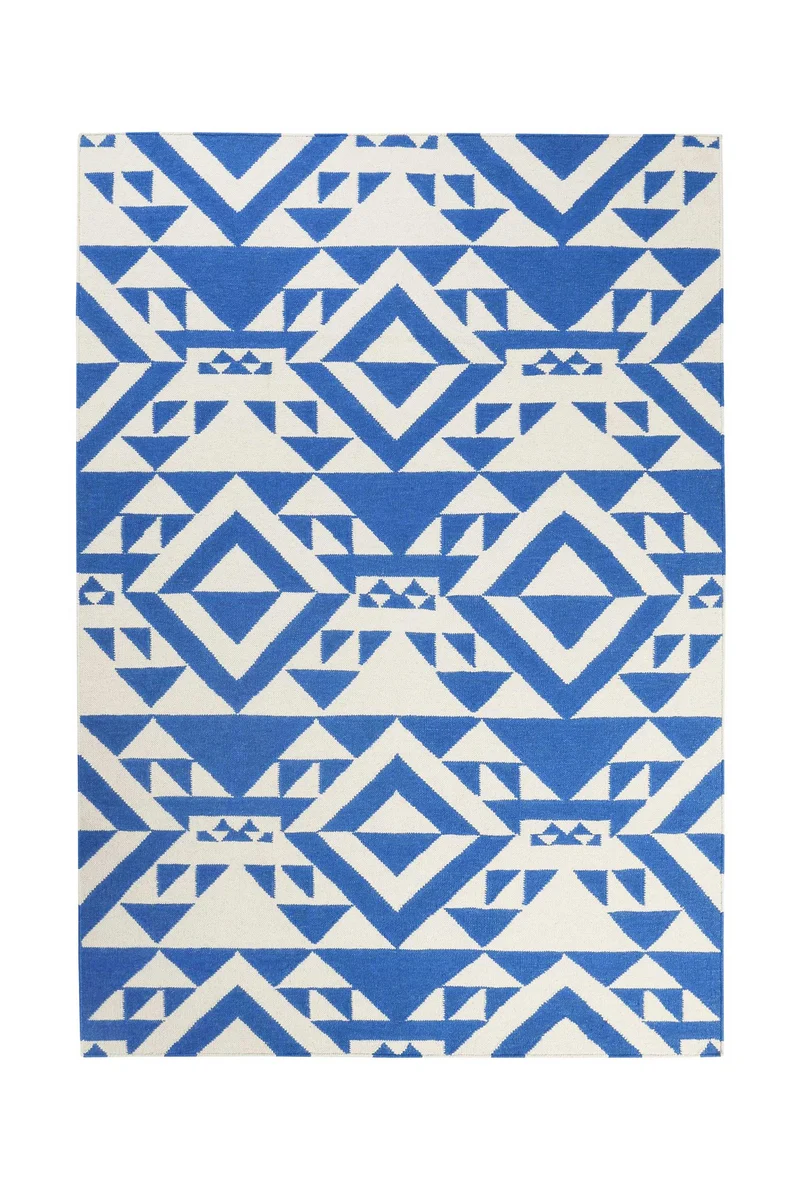 Kelim Teppich Blau Creme Weiß aus Wolle "Blue Mellow" Accessorize