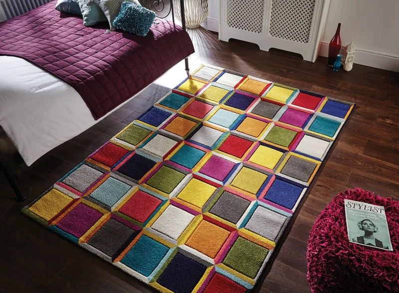 Designteppich Blockmuster · 100 % Polypropylen · 11 mm Mittelflor