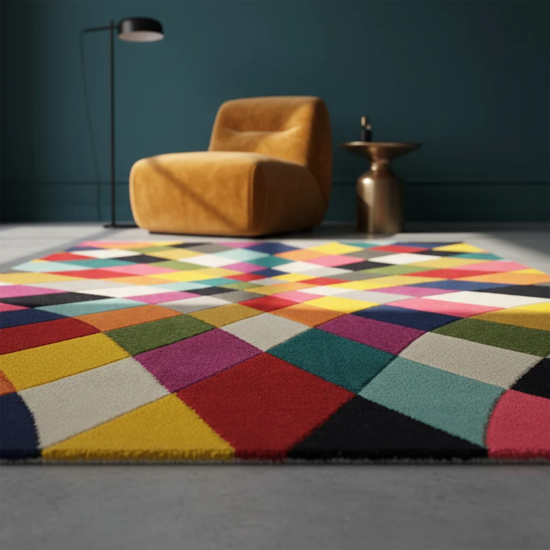 Designteppich Rauten-Kaleidoskop · 100 % Polypropylen · 11 mm Mittelflor