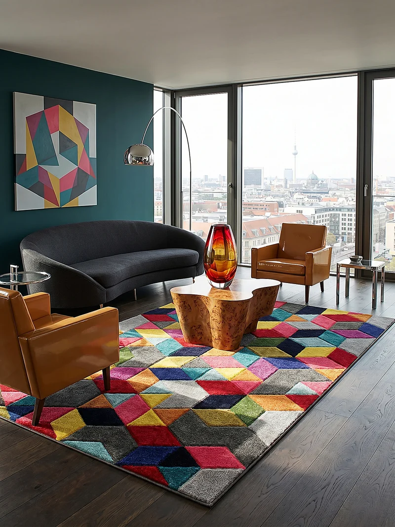 Designteppich Geometrie-Mix · 100 % Polypropylen · 11 mm Mittelflor
