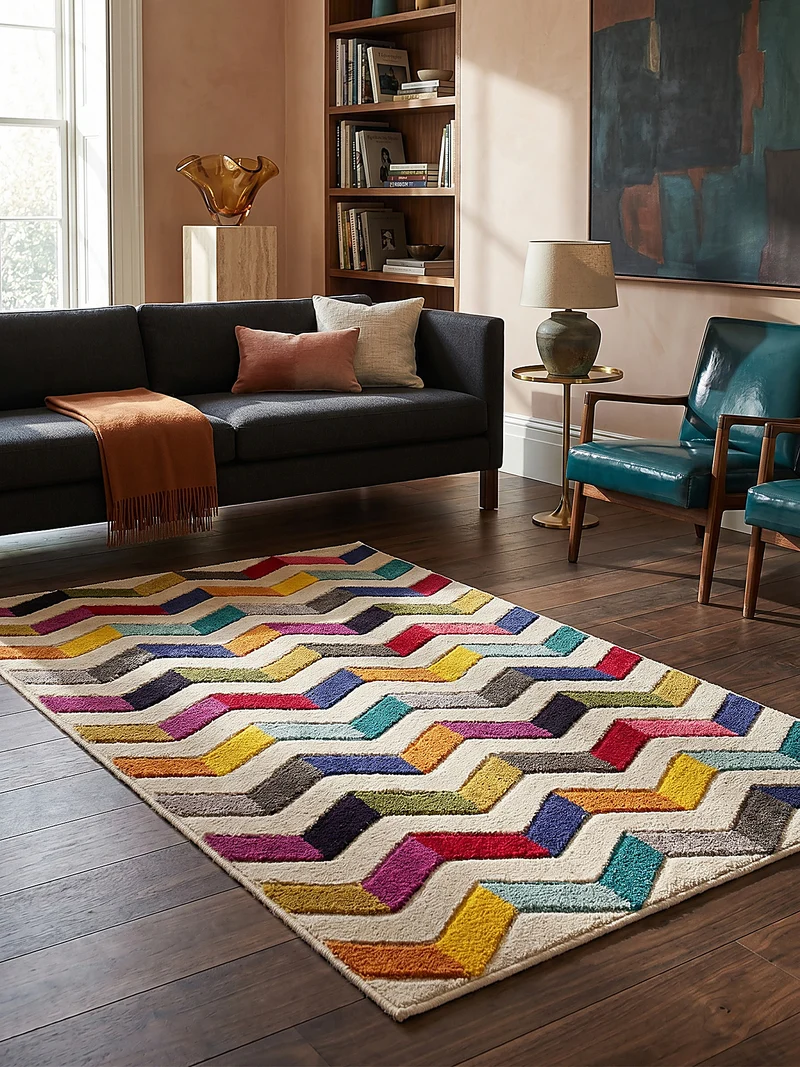 Designteppich Farbstreifen · 100 % Polypropylen · 11 mm Mittelflor