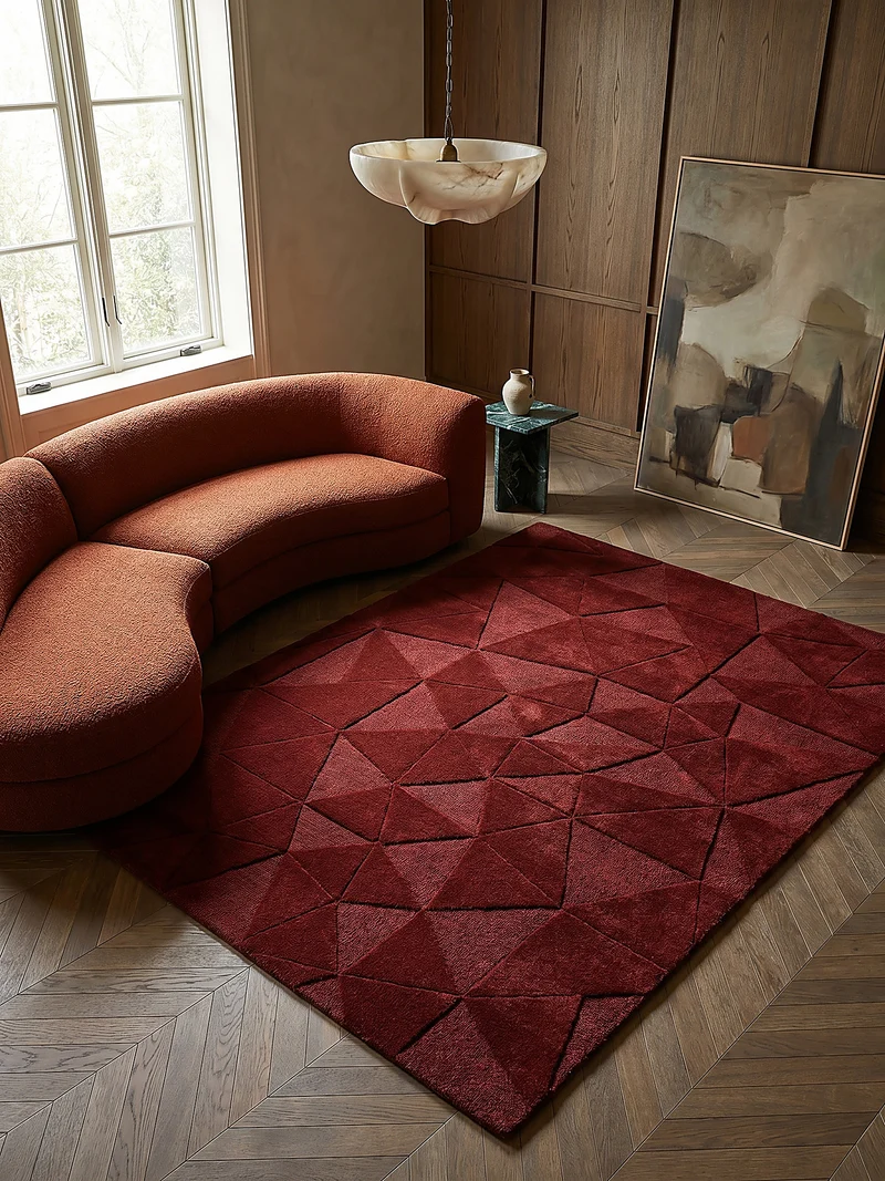 Wollteppich Scherbenrelief · 100 % Wolle · 10 mm Kurzflor