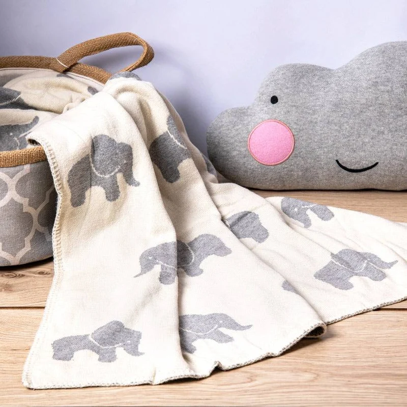 Knitted Baby Blanket - Elephant