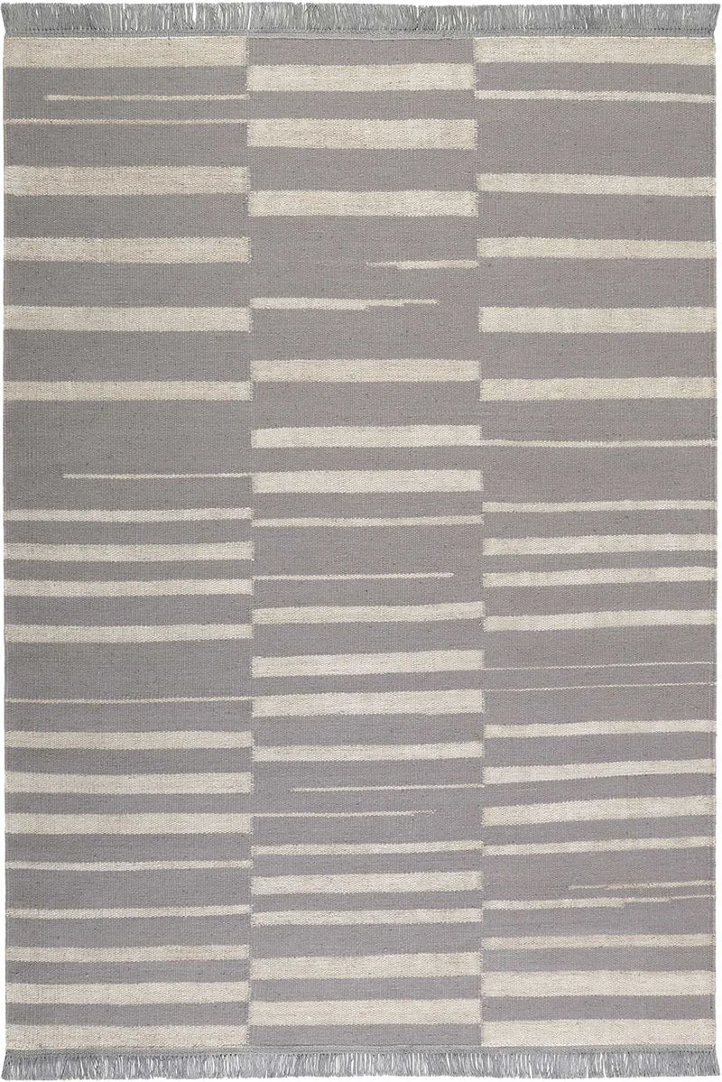 Kelim Teppich Grau Beige aus Naturfasern "Skid Marks" WECONhome