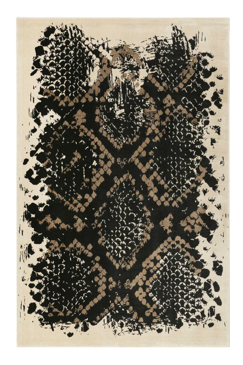 Teppich Schwarz Beige Taupe Kurzflor "Phyton" WECONhome