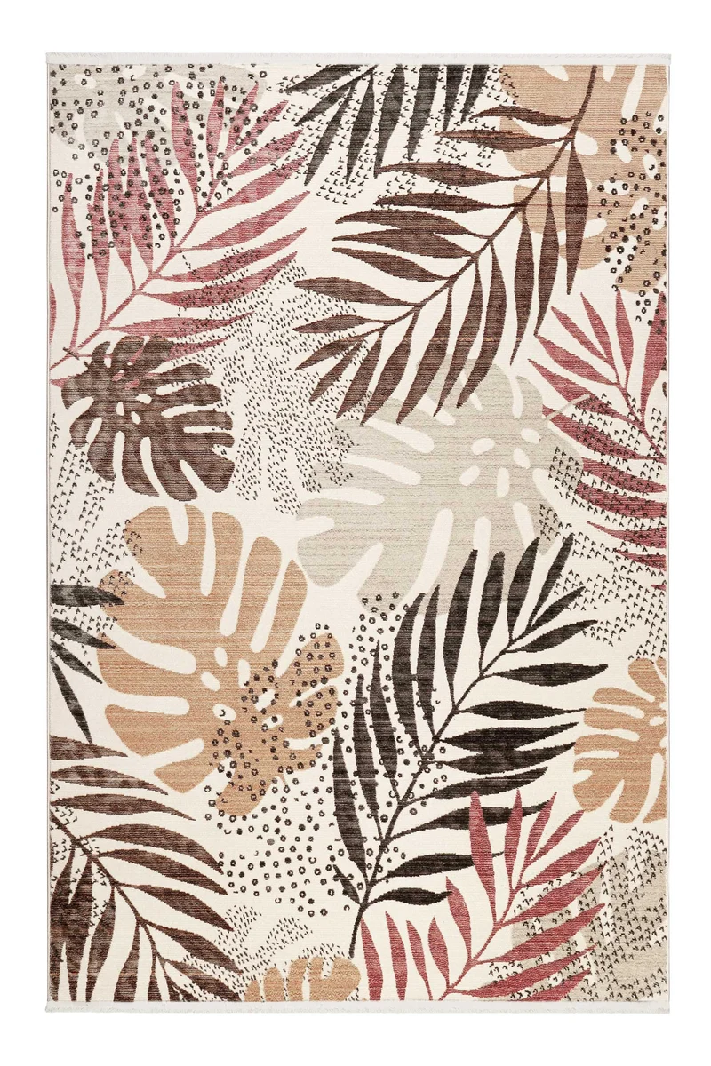 Esprit Teppich beige braun rot Kurzflor "Florence"
