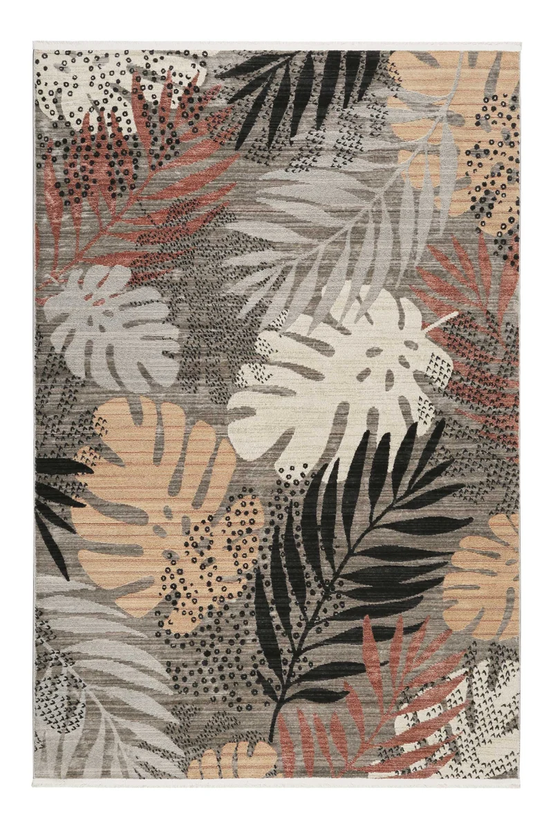 Esprit Teppich grau beige rot Kurzflor "Florence"