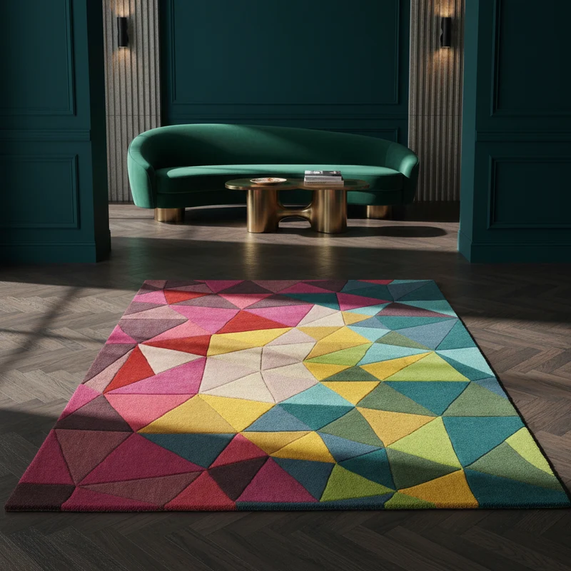 Wollteppich Dreiecks-Relief · 100 % Wolle · 10 mm Kurzflor