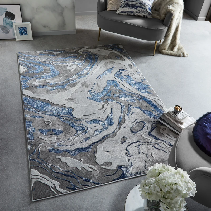 Teppich abstrakte Marmoroptik · 60 % Polypropylen · 12 mm Mittelflor