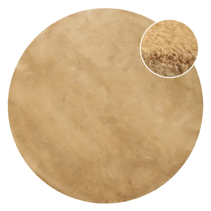 Kunstfell Teppich Rund Sand flauschig und weich "Anna" WECONhome Basics
