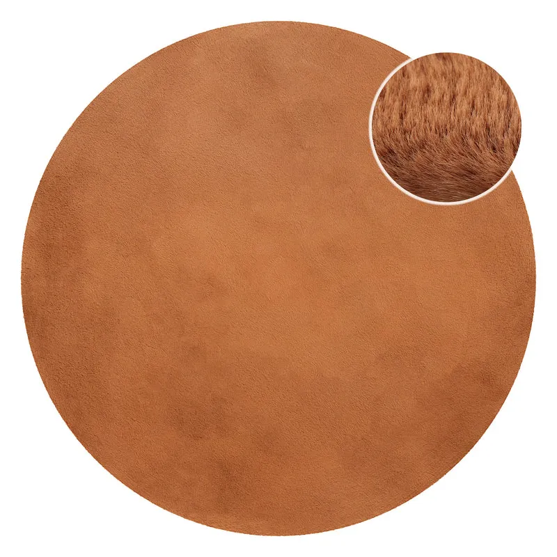 Kunstfell Teppich Rund Terracotta flauschig und weich "Anna" WECONhome Basics