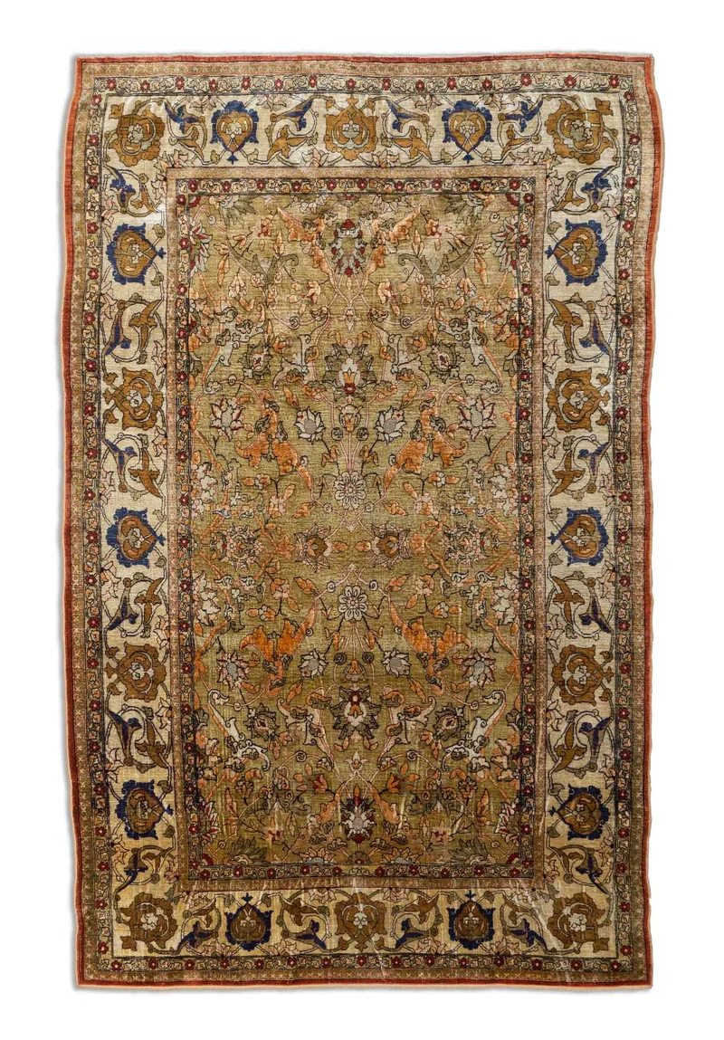Alter Hereke aus reiner Seide mit Goldfäden | 154 x 98 cm | Nr. 18683
