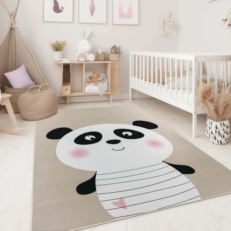 Fresh Kids Kinderteppich – Tiere Panda Taupe