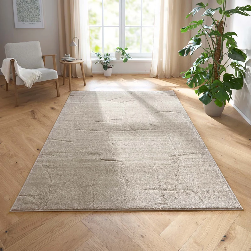 Tara Carpet Avalon uni Hoch-Tief-Struktur - Beige