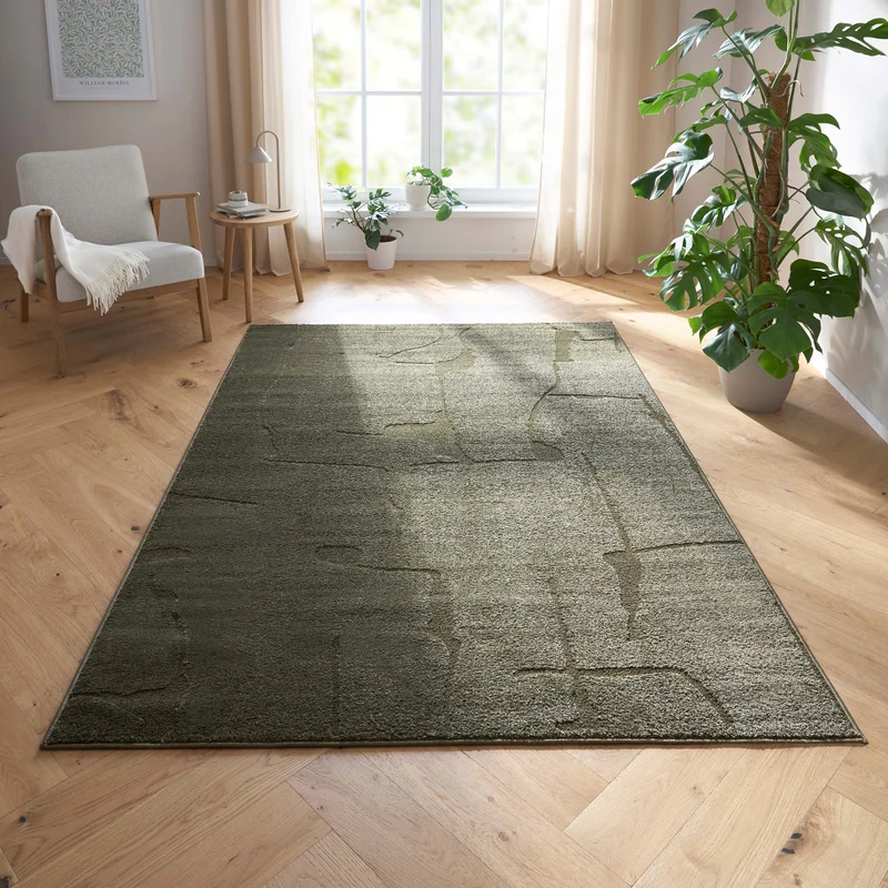 Tara Carpet Avalon uni Hoch-Tief-Struktur - Dunkel Grün