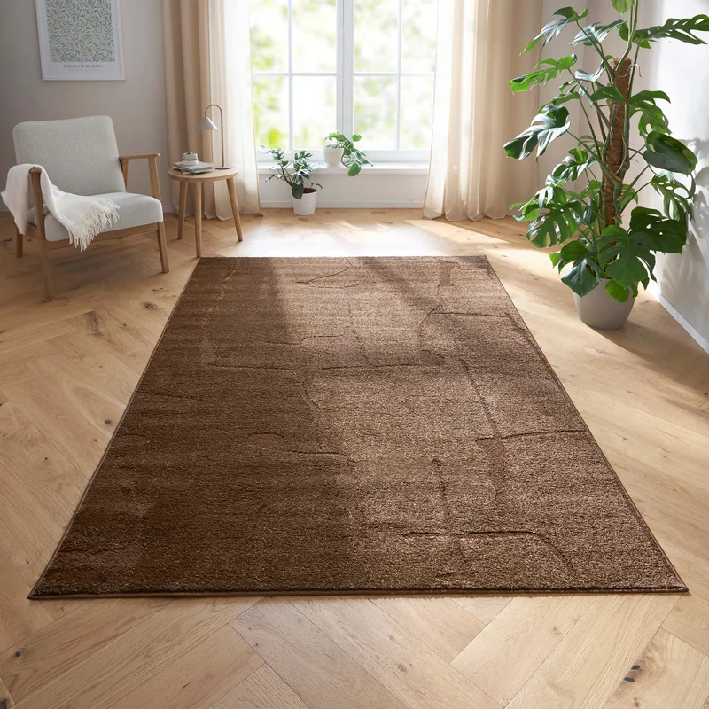 Tara Carpet Avalon uni Hoch-Tief-Struktur - Braun