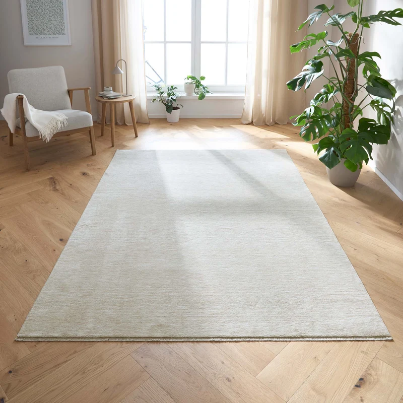Tara Carpet Luna einfarbig, Vintage, strapazierfähig und edel - Creme