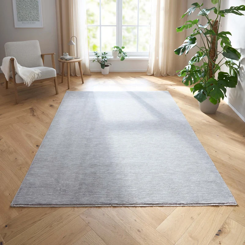 Tara Carpet Luna einfarbig, Vintage, strapazierfähig und edel - Silber