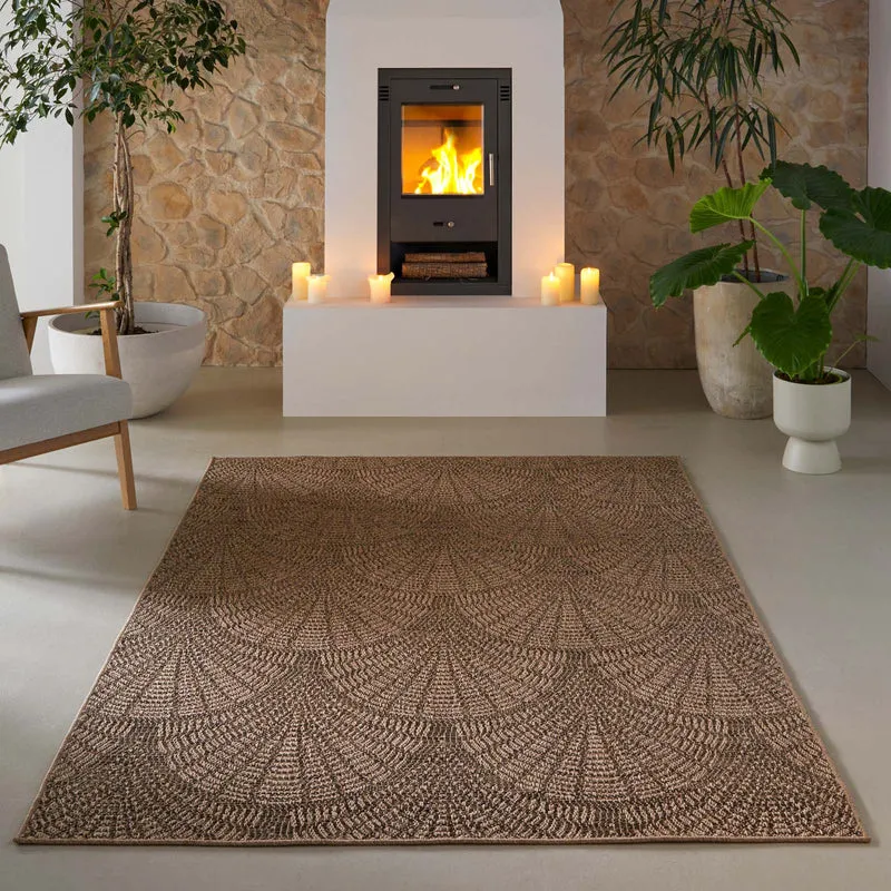 TaraCarpet Borneo Peacock Outdoor Teppich – Wetterfester Indoor & Outdoor Teppich im Sisal- Jute-Look für Balkon, Terrasse, Garten, Wohnzimmer & Esszimmer, pflegeleicht